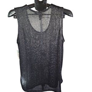 New Directions XL Sheer Shirttail Tank Top Silver Embellished